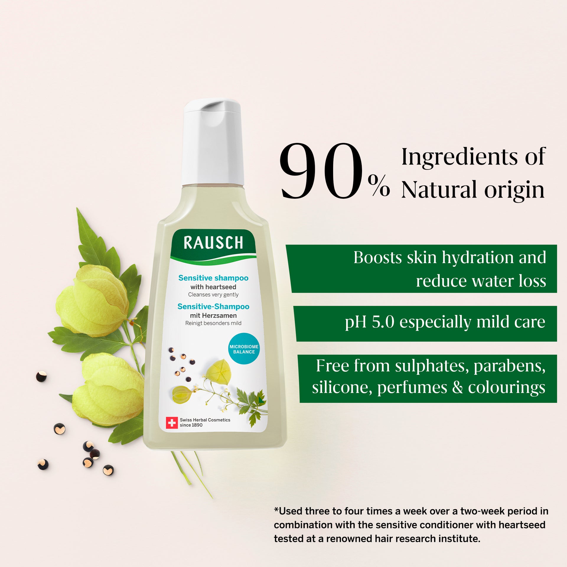 RAUSCH Sensitive Collection with Heartseed - For Sensitive and Irritated Scalp (Shampoo + Conditioner)