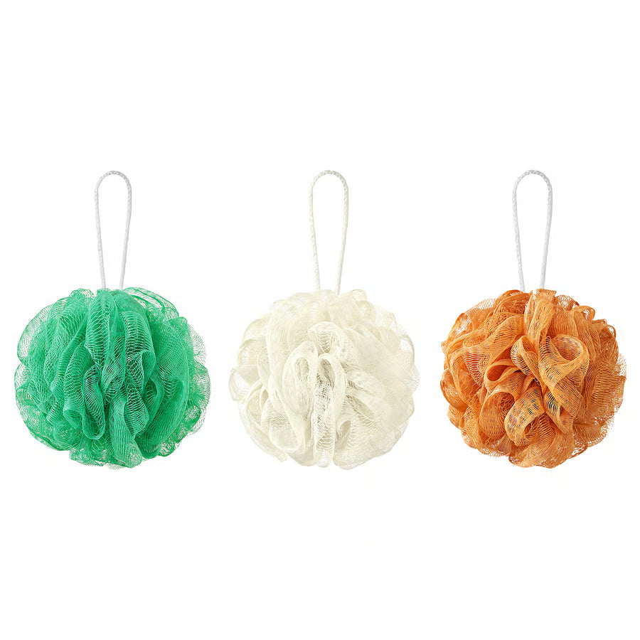 Shower Puff Pack of 1 Mesh Shower Sponges in Orange, Green & White